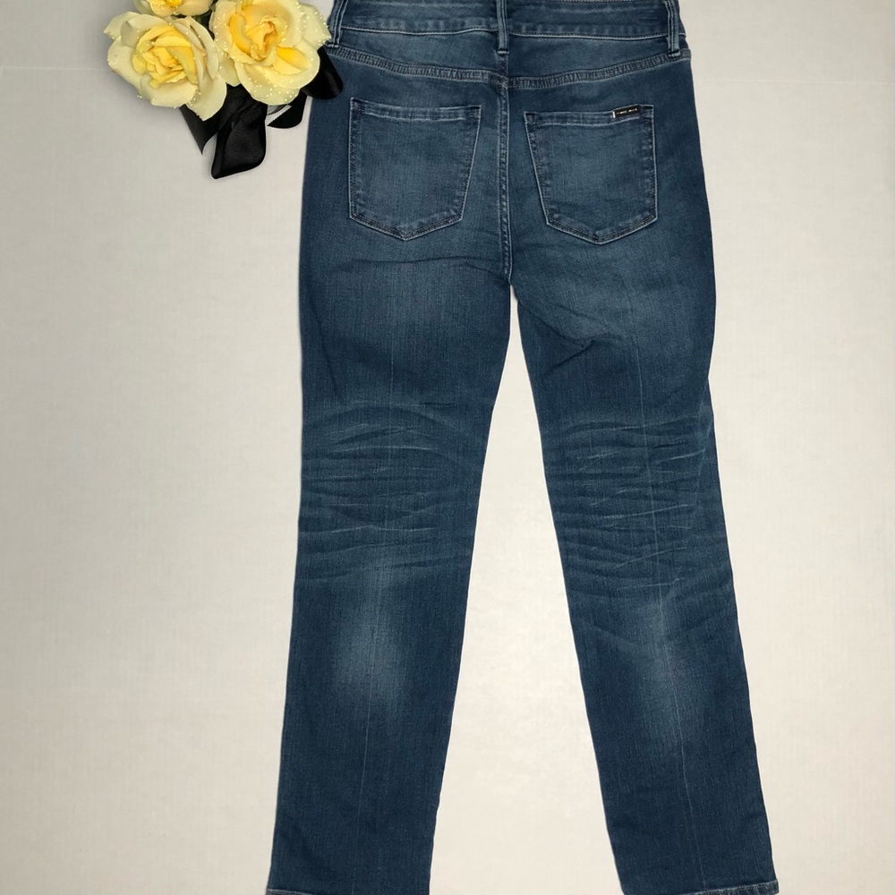 White House Black Market (WHBM) High Rise Destructed The Straight Crop Jeans - Picture 3 of 8